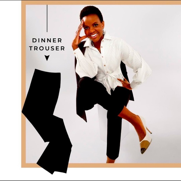 CAbi Dinner Trousers #4130 High Rise Rear Zip Tapered Leg Pants Black Stretch 4 - Picture 12 of 12